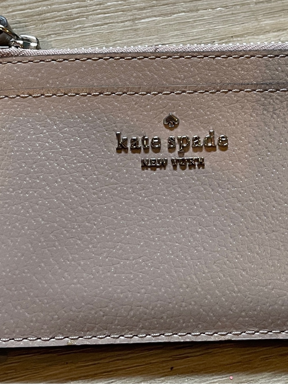 Kate Spade New York Adi Grove Street Card Holder Wallet Zip Muted Taupe NWOT
